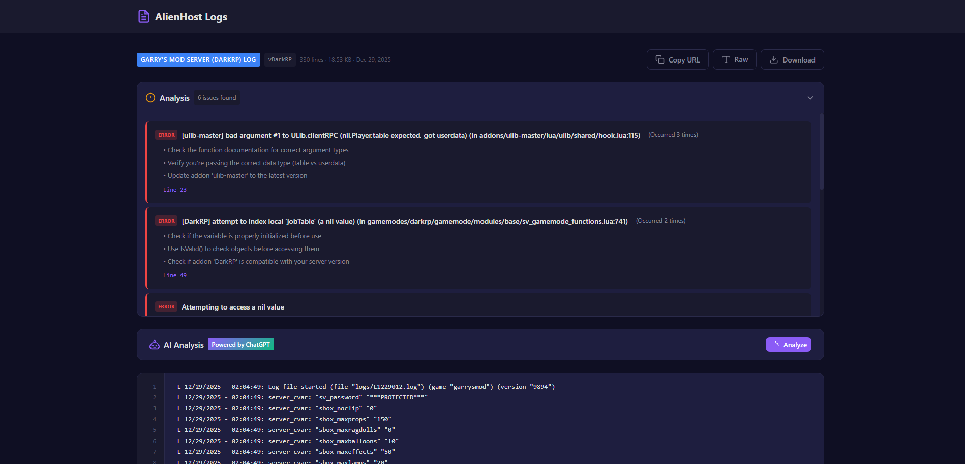 AlienHost Logs - Imagen 2